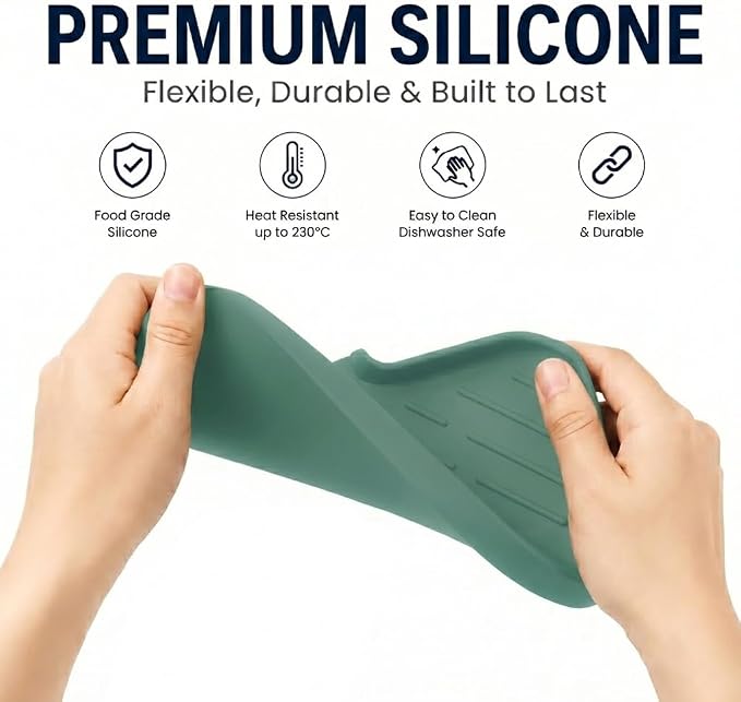 MicoYang Silicone Soap Dish with Drain Spout — Self-Draining Sink Organizer Tray for Bathroom & Kitchen, Sponges, Dispensers & Soap Holder, Non-Slip & Dishwasher Safe, Green (Medium, 9.6"×5.3") - Image 9
