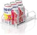 Drink Organizer for Fridge,12oz - Soda Can Dispenser for Refrigerator,Width Adjustable,Automatic Pusher Glide (White 10" D, 2ROWS) by LOVEFORBETTERLIFE