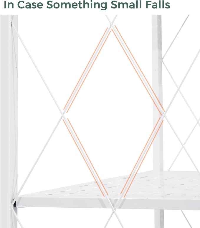 DEANIC 5-Shelf Folding Bookcase with Wheels, Heavy Duty Storage Shelves, Freestanding Metal Wire Shelving Unit for Living Room, Office, Kitchen, Basement, Pantry(White 2 Pack) - Image 8