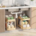 APRTAT 2 Pack Bamboo Under Sink Organizer, 2-Tier Pull Out Storage Drawers | Smooth pull-out drawers keep cleaners and tall bottles visible, organized and easy to reach in kitchen or bathroom cabinets by HEALTHYYOU