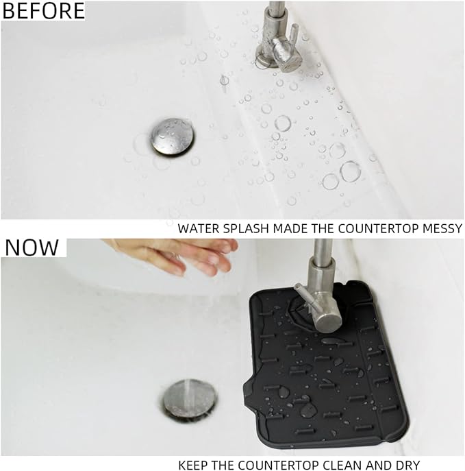 2-Pack Bytelive Silicone Sink Mat, Mini Sink Splash Guard and Soap Sponge Holder for Kitchen Countertop Protect with Self Draining Design (8.3" x 5.7", 2-Pack Black) - Image 4