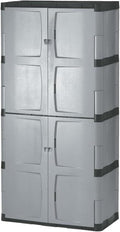 Rubbermaid Freestanding Storage Cabinet Five Shelf with Double Doors Lockable Large 690-Pound Capacity Gray For Garage/Outdoor Garden Tools/Toys/Power Tools/Pool Accessories Grey by Unknown