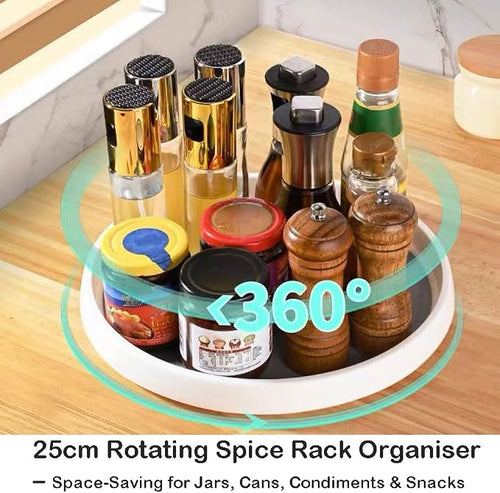 10 Inches Lazy Susan Turntable, Pantry Organizers and Storage Spice Rack Can Organizer for Kitchen Cabinet Fridge, Decorative Tray for Fruit, Corner Cabinet Pantry Bathroom Cosmetic Farmhouse - Image 2