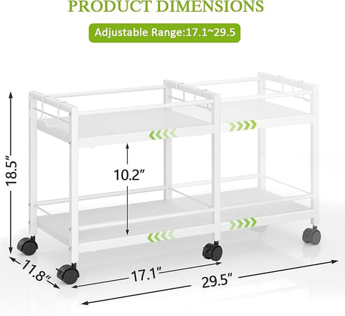 1 Pack 2-Tier Expandable Pantry Floor Organizer Cart, Rolling Pantry Storage Cart with Wheel, Adjustable Can Organizer for Kitchen Pantry, Pantry Shelves and Storage Rack for Snacks, Vegetables, White - Image 2