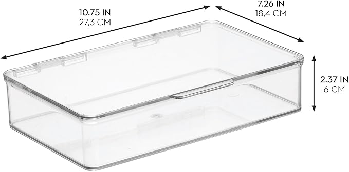 iDesign Kitchen Binz BPA-Free Plastic Stackable Organizer Box with Lid - 7.26" x 10.75" x 2.37", Clear | Stackable Storage Bin with Lid - Image 2