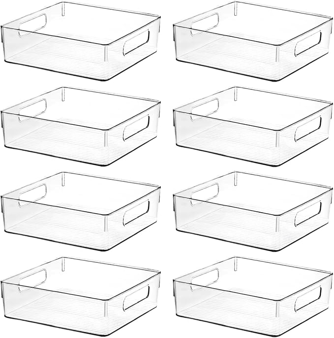 Clear Plastic Storage Bins, Home Bathroom Laundry Room Freezer Refrigerator Pantry Organizers and Storage Containers Fridge Organizer Bins Kitchen Organization Cabinet Medicine Bin for organizing by ShelfShaper