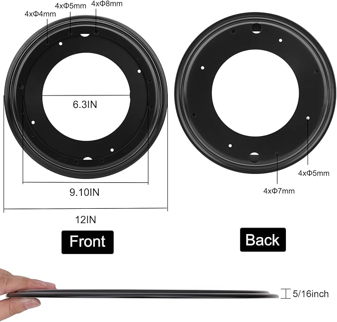 12Inch Lazy Susan Hardware 5/16" Thick Round Lazy Susan Turntable Bearing Plate, Rotating Swivel Base Plate with 1000lbs Load Capacity, Lazy Susan Turntable Base for Serving Tray, Kitchen - Image 2