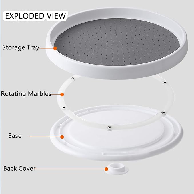 Lazy Susan Organizer, 10 Inch 360 Rotating Tray, 2 Pack | Smooth Turning, Anti-slip Textured Center, Versatile Pantry, Fridge and Bathroom Storage Solution - Image 4