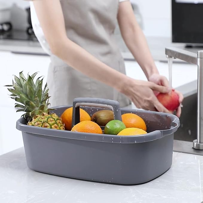 JiatuA Large Cleaning Supplies Caddy Portable Shower Caddy Basket Dark Gray | Sturdy Supply Organizer with Handle Plastic Bucket Tool Storage for Bathroom Bedroom Kitchen Garden College Dorm Essentials - Image 2