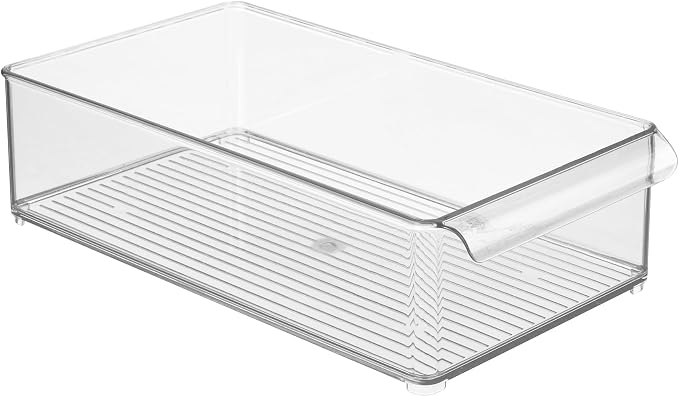 iDesign Large Stackable Fridge or Freezer Bin, Clear, Set of 3 | Front Handle, Made in USA - Image 9