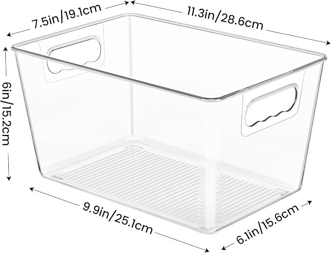 YIHONG 16 Pack Clear Pantry Organizer Bins,Plastic Storage Containers with Handle for Kitchen,Freezer,Cabinet,Closet,Bathroom Under Sink Organization - Image 2