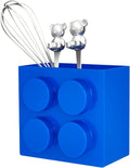 Magnetic Basket Organizer for Fridge - Lego-Style ABS Plastic Storage Box,No Drill Design for Kitchen Counter, Microwave & Whiteboard, Holds Up to 3.5 lbs (Blue) by Unknown