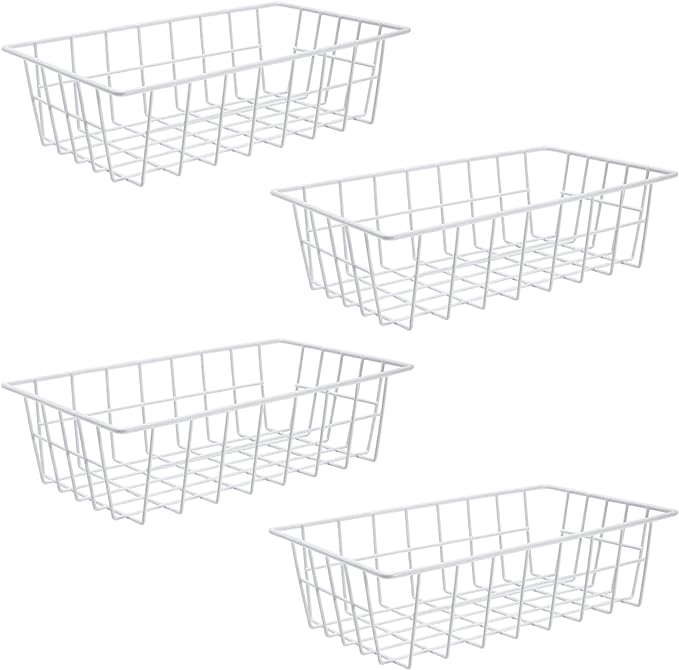 Orgneas Freezer Organizer Bins for Upright Freezer Metal Wire Baskets | Chest Freezer Storage Refrigerator Kitchen Pantry Organization for Fruits Vegetables Soda Cans Toys and Snacks, Set of 4 by Orgneas