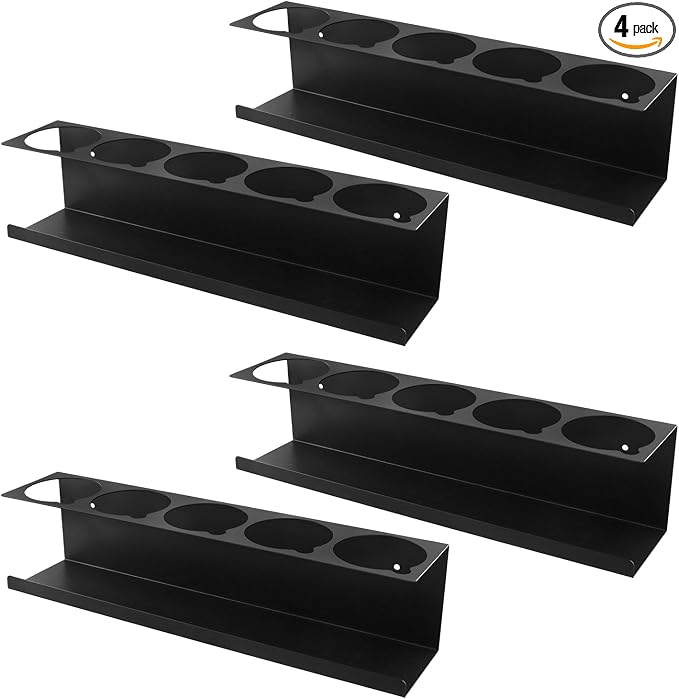 QWORK Heavy-Duty Aerosol Spray Can Holder Rack Organizer, Steel, Powder-Coated, Holds 20 Cans, 4 Pcs, Multipurpose Wall, Toolbox, Cart Mount, No Assembly Required by QWORK