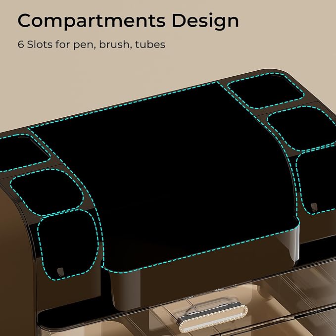 UFORU Makeup Organizer Countertop with 2 Large Drawers for Vanity Bathroom | Brush Holder, Large Capacity, Thickened Plastic, Compact Footprint, Space-Saving Design, Easy Clean, Ideal for Dorm Rooms - Image 5