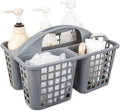 Portable Shower Caddy Basket Plastic Storage Basket with Compartments Grey | Sturdy Large Capacity Cleaning Supplies Organizer Divided Tool Bin for Bathroom Kitchen Bedroom College Dorm Essentials by JiatuA