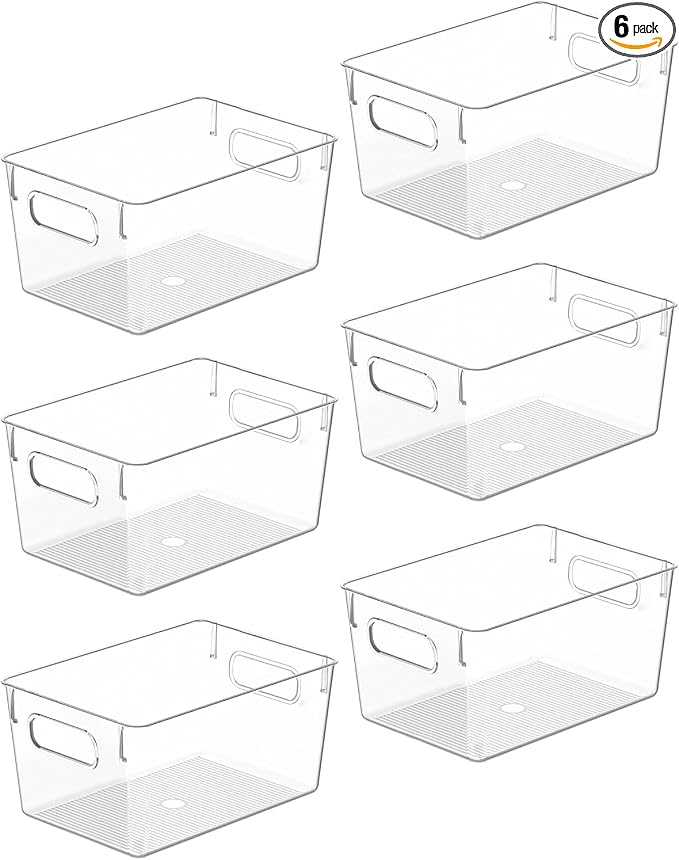 Clear Plastic Storage Bins, Pantry Organizers and Storage Containers Fridge Organizer Bins for Organizing Kitchen Cabinet Organizer Bin Bathroom Freezer Refrigerator Organization by CONTROLKITCHEN