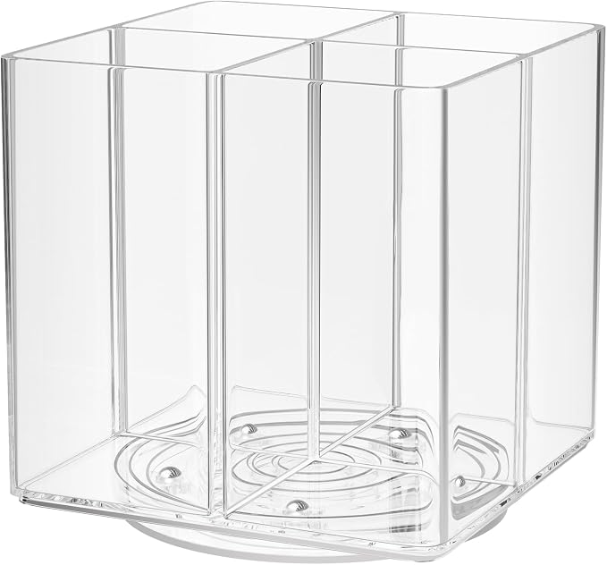 Drink Packet Organizer, Rotating Turntable Organizer with 4 Compartments | Clear Lazy Susan for Powdered Drink Mix, Water Flavor Packets, Coffee, Tea – Space-Saving Countertop Organizer - Image 7