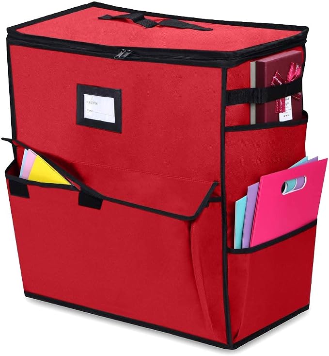 Christmas Storage Organizer, Gift Bags, Bows, Ribbons and Wrapping Accessories Container (Red) - Image 3