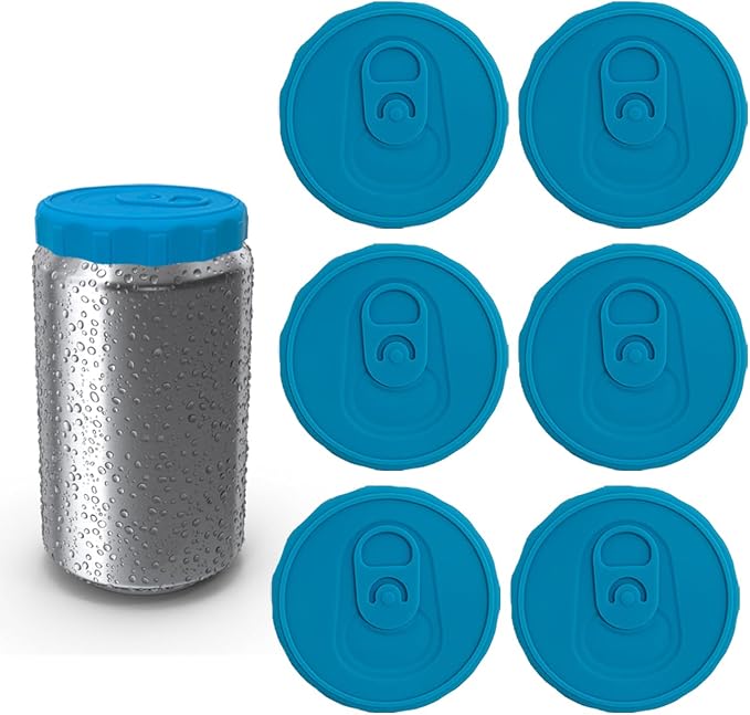 Silicone Soda Can Lids, 6 Pack Reusable Silicone Can Covers, Can Stopper or Protector For Soda, Beer, Drink, Juice, Coke, Beverage, Fits Standard Cans by Hoimoto