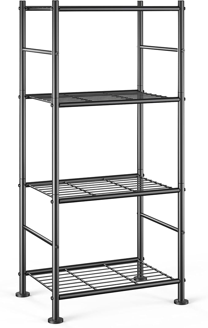 Sakugi Storage Shelves - 4 Tier Shelf Organizer, Sturdy Metal Garage Shelving with Adjustable Leveling Feet, Space-Saving Shelves Organizer for Pantry, Laundry, Kitchen (18" x 12" x 44", Black) by Sakugi