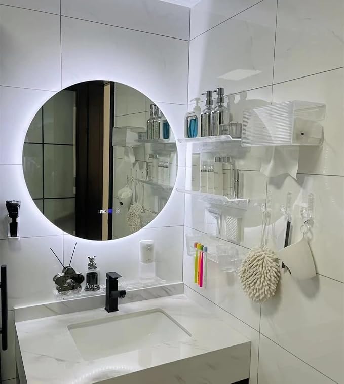ROYALITA 17 Inch Acrylic Bathroom Shelf Organizer Over The Faucet | Bathroom Sink Rack Over The Sink Shelf, Countertop Organizer Kitchen Above Faucet, Clear - Image 3