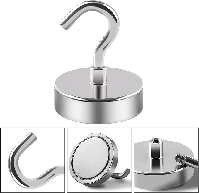 DIYMAG Magnetic Hooks, 170lbs 16pcs Cruise Cabin Essentials Heavy Duty N52 | Strong Neodymium Rare Earth Magnets, for Kitchen, Classroom, Beach, Cruise Cabins, Refrigerator, Hanging Key Clothes Wall Hat - Image 6