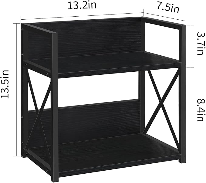 YINMIT Kitchen Countertop Organizer,Spice Rack,Coffee Bar Shelf Organizer | 2-Tier Coffee Station,Seasoning Storage,Syrup,Mug Cup,Bottle Holder,Bathroom Vanity,Pantry,Bedroom and Office,Black,Medium - Image 3