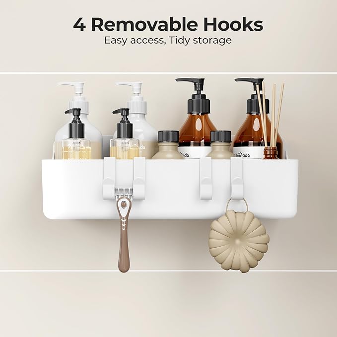 Orimade Shower Caddy 4-Pack, No-Drill Adhesive Shelves for Bathroom, Rustproof ABS Storage Organizer Set, White - Image 9