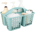 Portable Shower Caddy Basket Plastic Storage Basket with Divided Light Blue | Sturdy Large Capacity Cleaning Supplies Organizer Compartments Tool Bin for Bathroom Kitchen Bedroom College Dorm Essentials by JiatuA