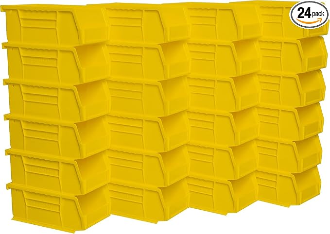 Akro-Mils 30220 AkroBins Plastic Storage Bins, 7"x4"x3", Yellow, 24-Pack | Space-Saving Stackable Bins for Garage, Pantry, Craft Organization by Akro-Mils