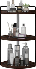 Dorhors Corner Bathroom Organizer Countertop,Vanity Counter Storage Shelf | 3 Tier Walnut Stand Rack Holder for Kitchen,Dresser,Restroom,Wood Bathroom Sink Tray for Makeup,Perfume,Skincare,Lotion by Dorhors