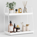 Forbena White 2 Tier Bathroom Organizer Countertop, Small Counter Top Organizer for Bathroom Decor, Modern Kitchen Counter Shelf for Snack, Vanity Makeup Organizers and Storage Tray for Bedroom by Forbena