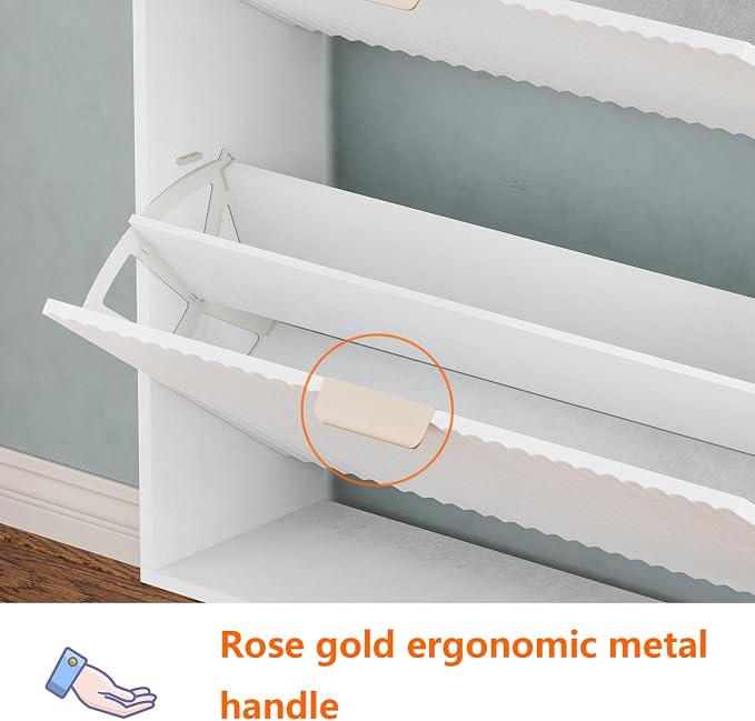 Shoe Cabinet Storage,Modern Freestanding Organizer with 4 Flip Drawers,Narrow Shoe Rack Cabinet for Entryway,White - Image 6