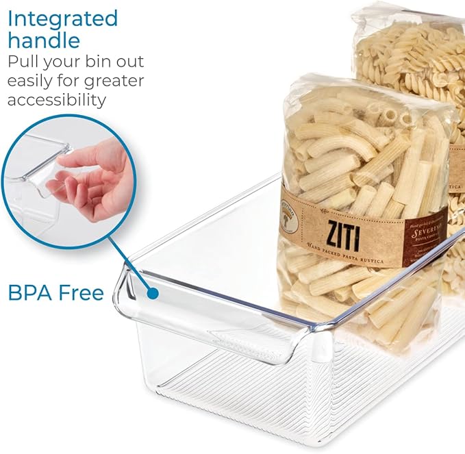 iDesign Linus Plastic Fridge and Freezer Storage Organizer Bin with Handle, Clear Container for Food, Drinks, Produce Organization, BPA-Free , 11.5" x 6" x 3.5", Clear | With Handle, BPA-Free, For Food, Drinks, Produce, Freezer Compatible - Image 4