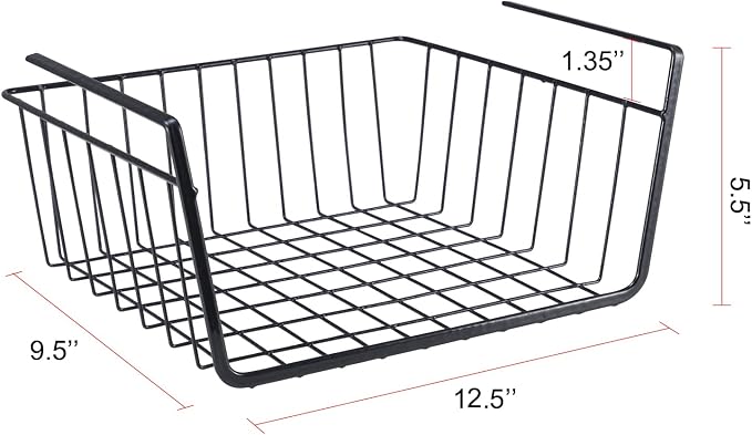 2Pcs Under Shelf Basket Metal Wire Under Cabinet Basket for Kitchen Pantry | Under Shelf Storage Basket Slides Under Shelves for Storage Space Saving for Kitchen Pantry Closet Office No Tools Required - Image 9