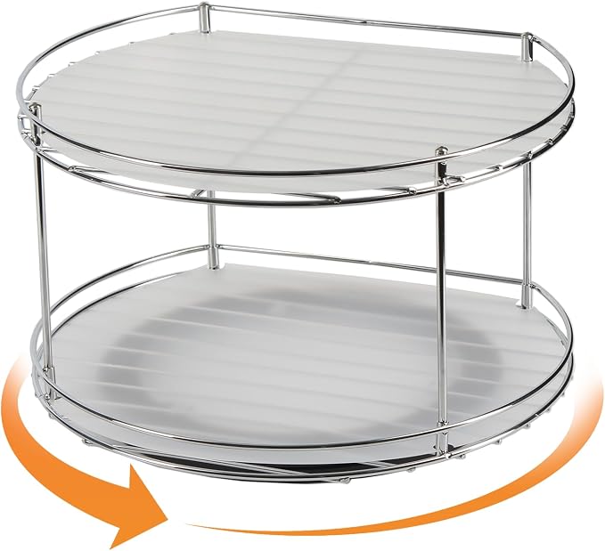 J JACKCUBE DESIGN 2 Tier Lazy Susan Turntable Cabinet Organizer - Rotating Spice Rack Storage Container - Medicine Storage Holder for Cabinets, Pantry, Fridge, Countertops - MK533A by JACKCUBEDESIGN