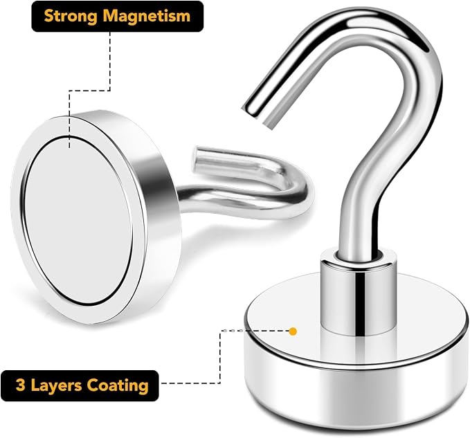 Magnetic Hooks for Cruise Cabins, 120LBS+, 12 Pack, Silver | Cruise Essentials 2026, Heavy Duty Magnets Hooks for Refrigerator, Storage, Grill, Hanging and Kitchen - Image 7