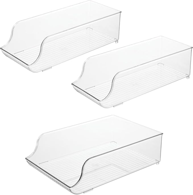 iDesign Water Bottle Organizer and Soda Can Dispenser for Refrigerator or Pantry - Set of 3 - Clear - Image 9