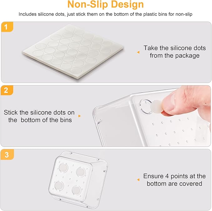 SMARTAKE 13-Piece Drawer Organizers with Non-Slip Silicone Pads, 5-Size | Clear Desk Bathroom Drawer Organizer Trays Storage Tray for Makeup, Jewelry, Utensils in Bedroom Dresser, Office and Kitchen - Image 7