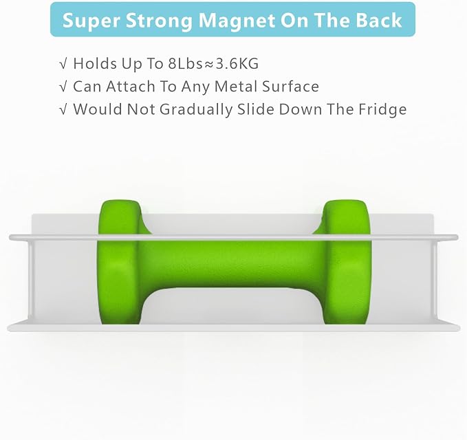 Magnetic Spice Rack For Refrigerator, Space Saving Magnetic Shelf For Fridge White 4 Pack With Magnetic Paper Towel Holder - Image 4