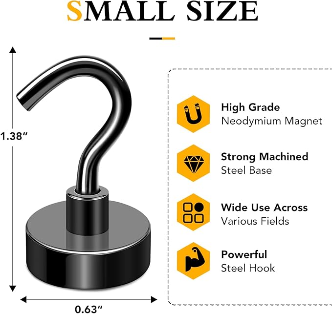 Magnetic Hooks for Cruise Cabins, 30LBS+, 25 Pack, Black | Cruise Essentials 2026, Heavy Duty Magnets Hooks for Refrigerator, Storage, Grill, Hanging and Kitchen - Image 2