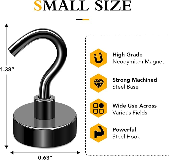 Magnetic Hooks for Cruise Cabins, 30LBS+, 60 Pack, Black | Cruise Essentials 2026, Heavy Duty Magnets Hooks for Refrigerator, Storage, Grill, Hanging and Kitchen - Image 2