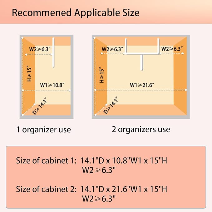 Under Sink Organizer, Bathroom Counter Organizer, 2 Pack 2 Tier L-Shape White, Adjustable Height Carbon Steel, Under Cabinet Storage with Pull Out Drawer, Use for Kitchen Bathroom Office Shop Laundry - Image 6