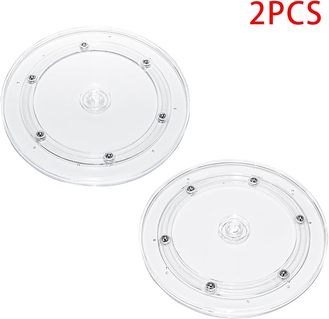 2Pcs Clear Acrylic Lazy Susan 7 Inch Turntable Organizer Bearings | Mini Lazy Susan, Small Lazy Susan Turntable, 360° Rotating Swivel Plate for Spice Rack, Cosmetic, Cake, Pantry, DIY Display - Image 3