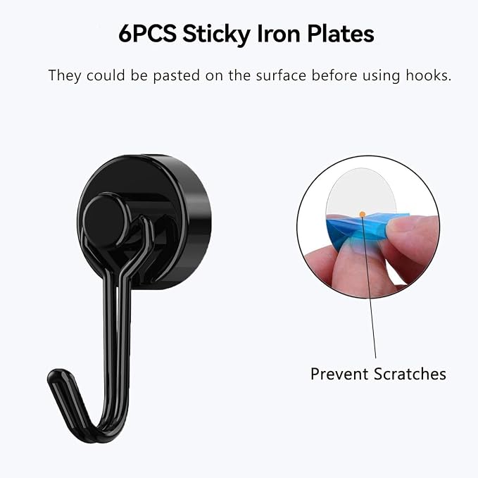 Tohoer Magnetic Hooks, Neodymium Magnets Hook Heavy Duty 30LBS with Rust Proof for Fridge, Refrigerator, Oven, Grill, BBQ, Key, Tools Holder, Utensil, Kitchen, Outdoor, Magnet for Hanging Wreaths - Image 4