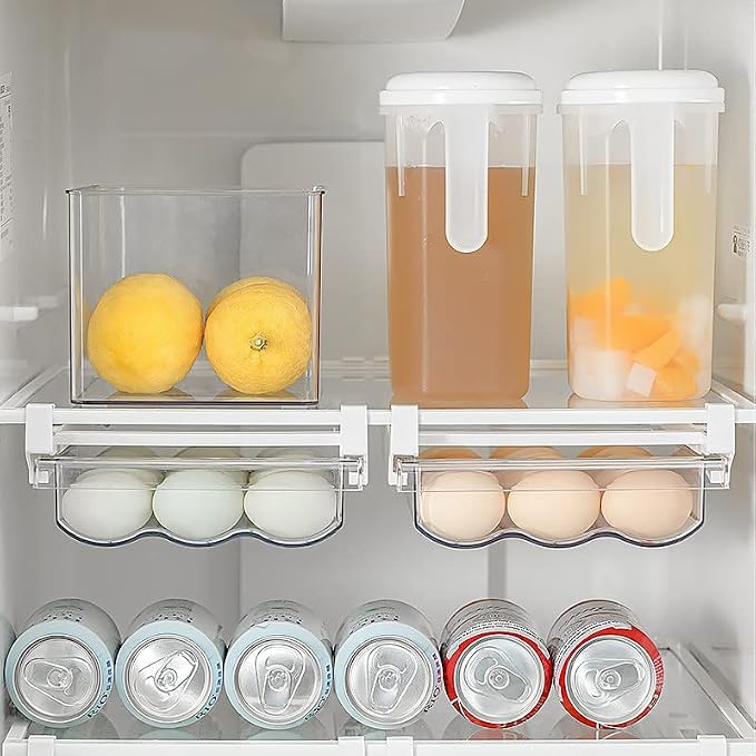 IVAILEX Egg Holder for Refrigerator, Fridge Egg Storage Tray, Clear Plastic Egg Drawer for Refrigerator, Space Saver Egg Storage Container & Organizer - Image 3