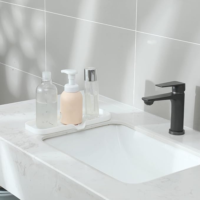 MicoYang Silicone Soap Dish with Drain Spout — Self-Draining Double Sink Organizer Tray for Kitchen & Bathroom, Dispensers, Sponges & Soap Holder, Non-Slip & Dishwasher Safe, White (Large, 12"×4") - Image 8