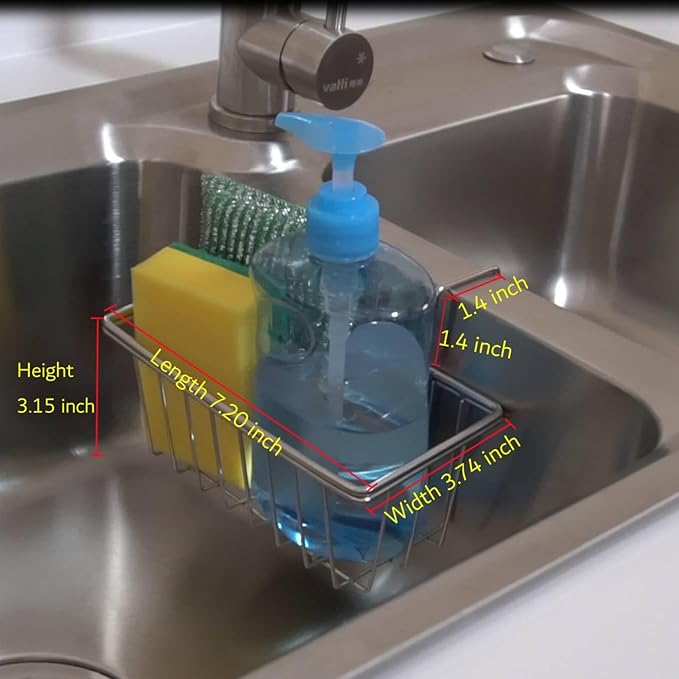 Stainless Steel Sponge Holder for Kitchen Sink | Rust Resistant, Quick Drying, Holds Sponges & Brushes, Stable Over Divider, Space Saving, Large Capacity - Image 3