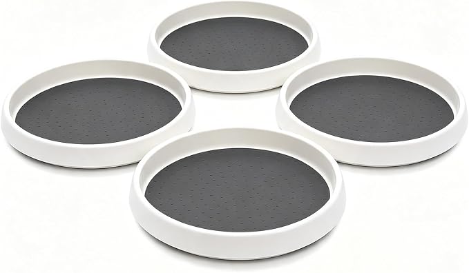 Lazy Susan Turntable Organizer 4 Pack - 10" Rotating Spice Rack Trays | Smooth 360° rotation provides easy access to items in deep cabinets, pantries, countertops, and fridges without clutter. by P%C2%A0PRETIRENO
